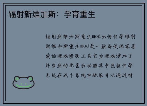 辐射新维加斯：孕育重生